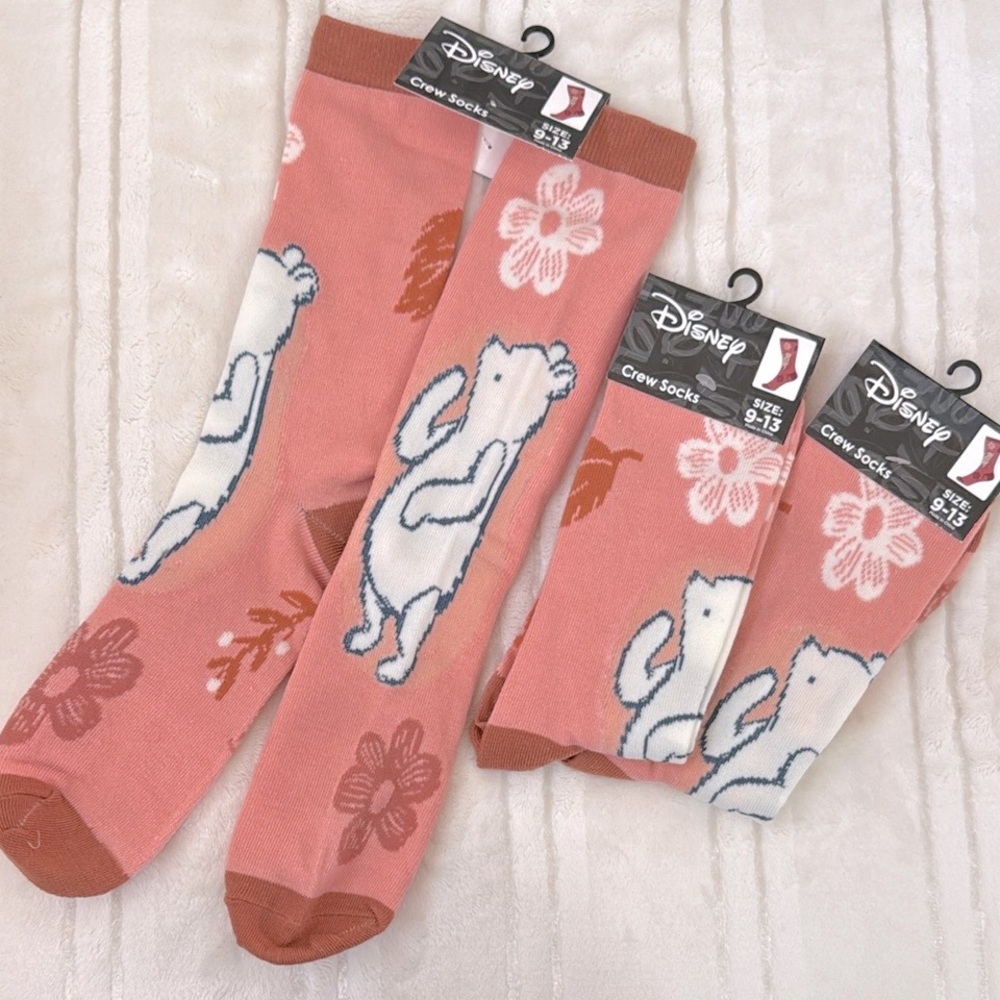 Disney “Winnie The Pooh” Bear and Floral Crew Socks